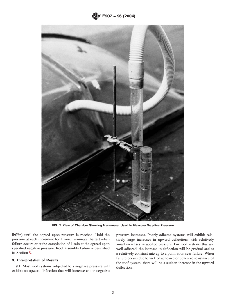 ASTM E907-96(2004) - Standard Test Method for Field Testing Uplift Resistance of  Adhered Membrane Roofing Systems (Withdrawn 2013)