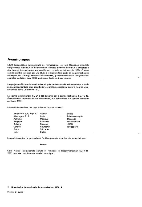ISO 34:1979 ISO 34:1979 - Caoutchouc vulcanisé -- Détermination de la résistance au déchirement (éprouvettes pantalon, angulaire et croissant) - Page 2 preview