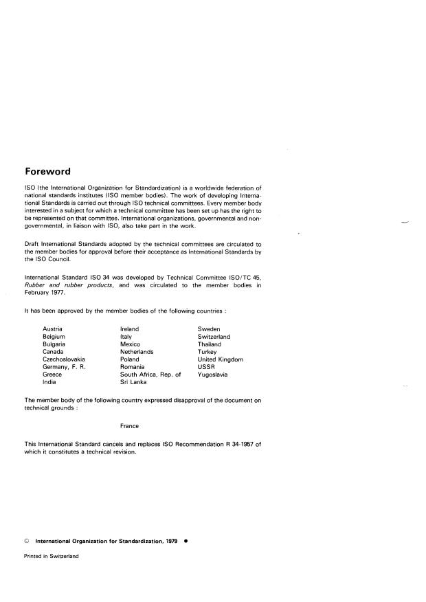 ISO 34:1979 ISO 34:1979 - Rubber, vulcanized -- Determination of tear strength (trouser, angle and crescent test pieces) - Page 2 preview