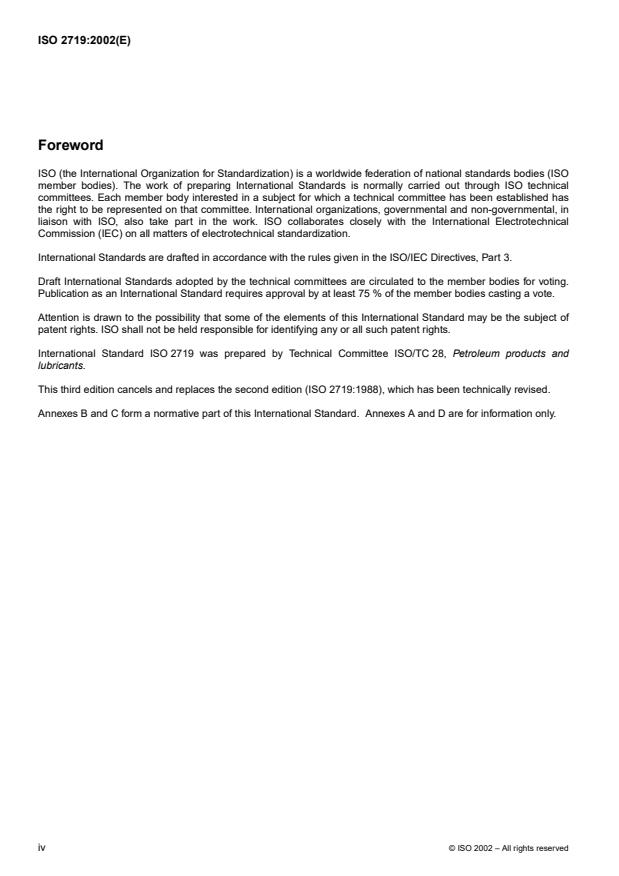 ISO 2719:2002 ISO 2719:2002 - Determination of flash point -- Pensky-Martens closed cup method - Page 4 preview