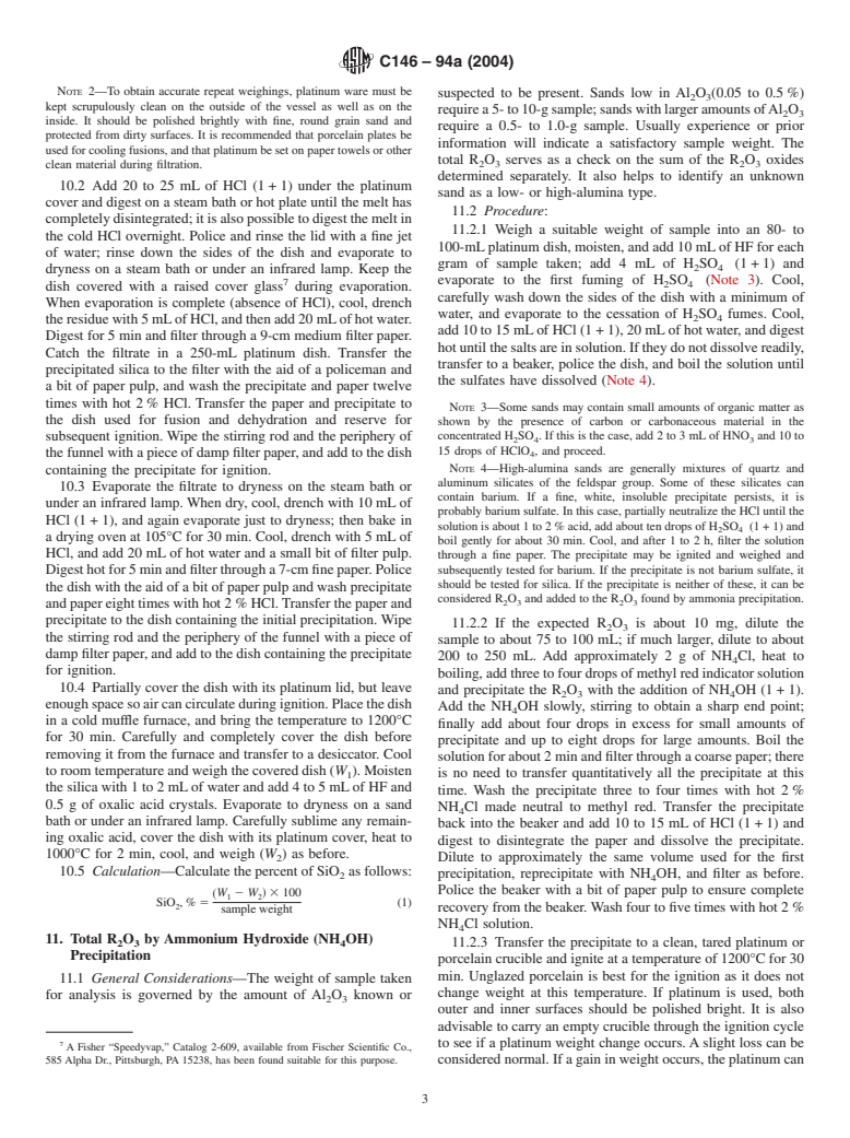 ASTM C146-94a(2004) - Standard Test Methods for Chemical Analysis of Glass Sand