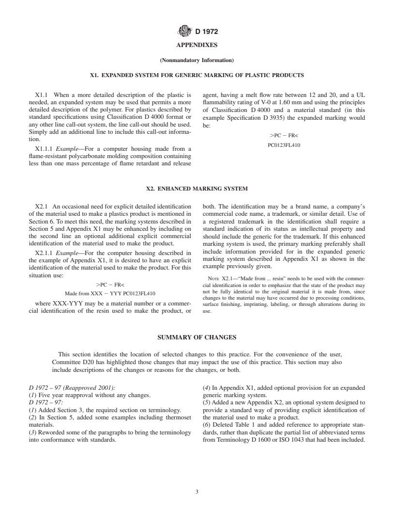 ASTM D1972-97(2001) - Standard Practice for Generic Marking of Plastic Products