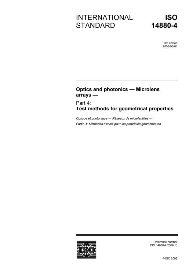 ISO 14880-4:2006 - Optics and photonics -- Microlens arrays