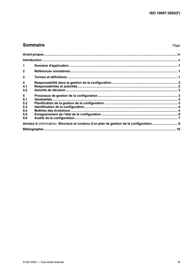 ISO 10007:2003 - Systemes de management de la qualité -- Lignes directrices pour la gestion de la configuration