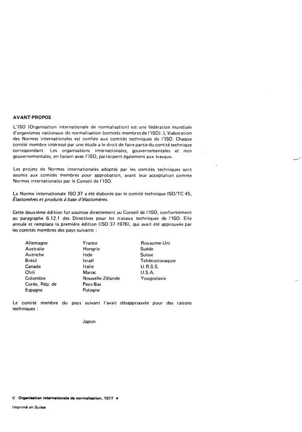 ISO 37:1977 ISO 37:1977 - Caoutchouc vulcanisé -- Essai de traction-allongement - Page 2 preview