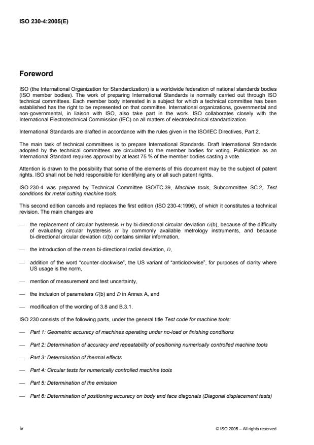 ISO 230-4:2005 ISO 230-4:2005 - Test code for machine tools - Page 4 preview