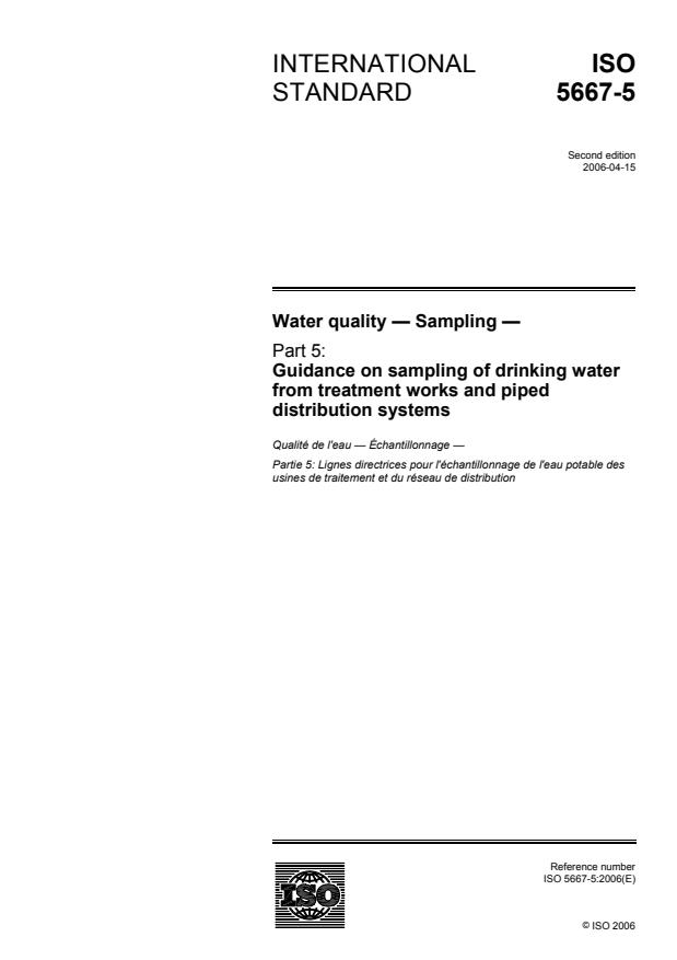 ISO 5667-5:2006 - Water quality -- Sampling