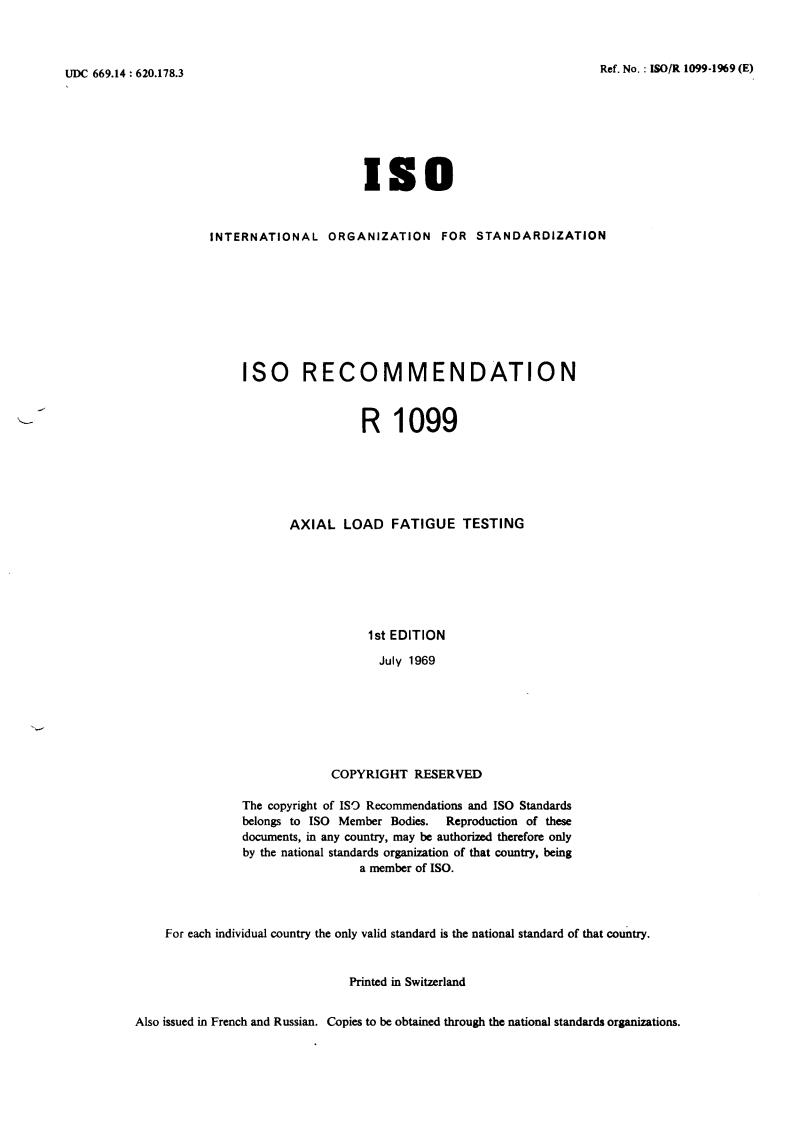 ISO/R 1099:1969 - Title missing - Legacy paper document
Released:1/1/1969