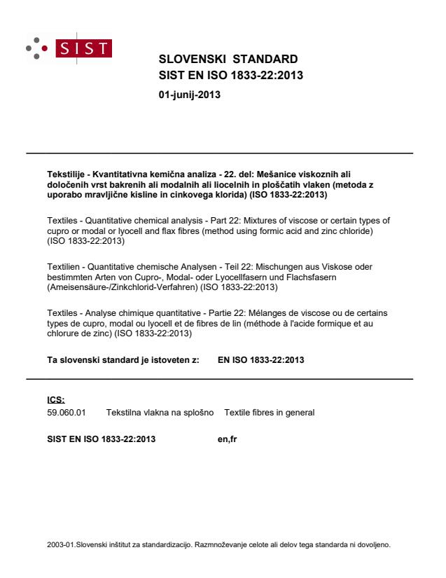 EN ISO 1833-22:2013 - BARVE