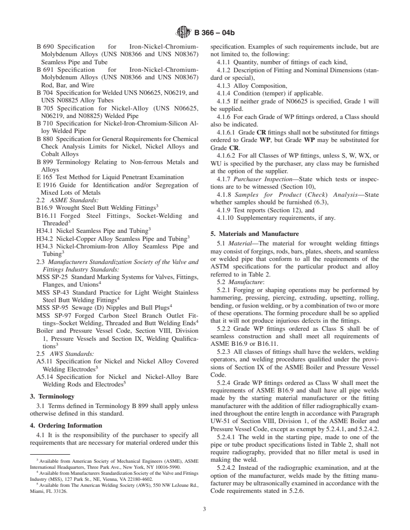 ASTM B366-04b - Standard Specification for Factory-Made Wrought Nickel and Nickel Alloy Fittings