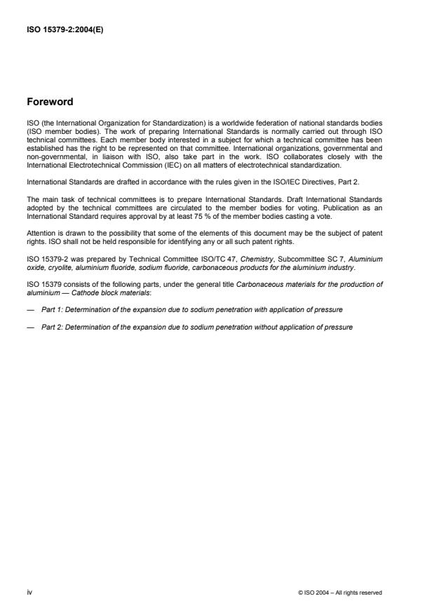 ISO 15379-2:2004 ISO 15379-2:2004 - Carbonaceous materials for the production of aluminium -- Cathode block materials - Page 4 preview