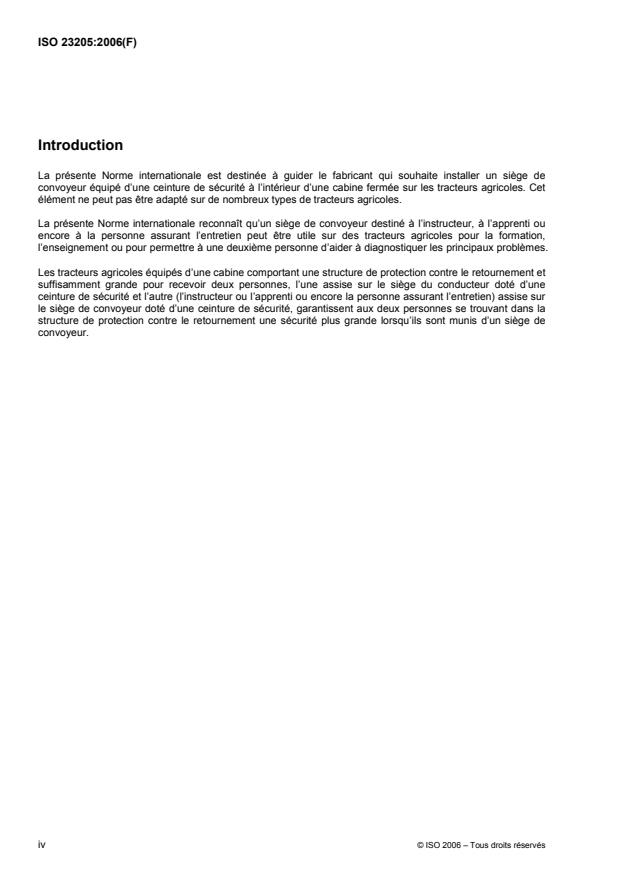 ISO 23205:2006 ISO 23205:2006 - Tracteurs agricoles -- Siege de convoyeur - Page 4 preview