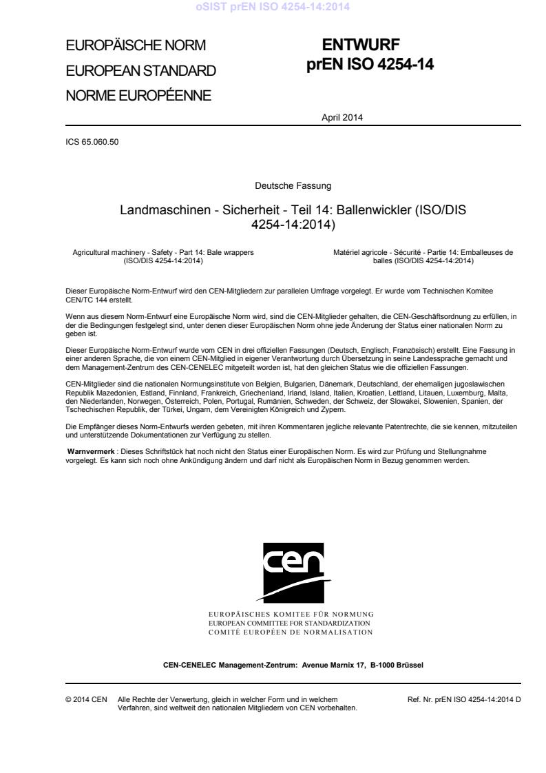 prEN ISO 4254-14:2014