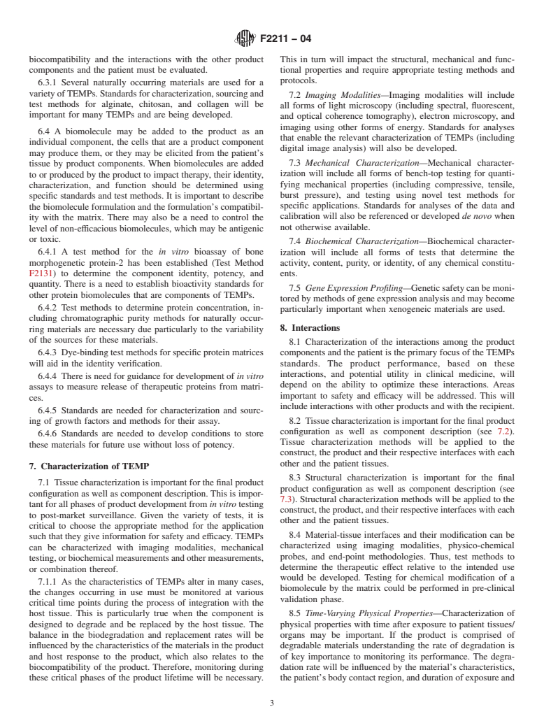 ASTM F2211-04 - Standard Classification for Tissue Engineered Medical Products (TEMPs) (Withdrawn 2013)