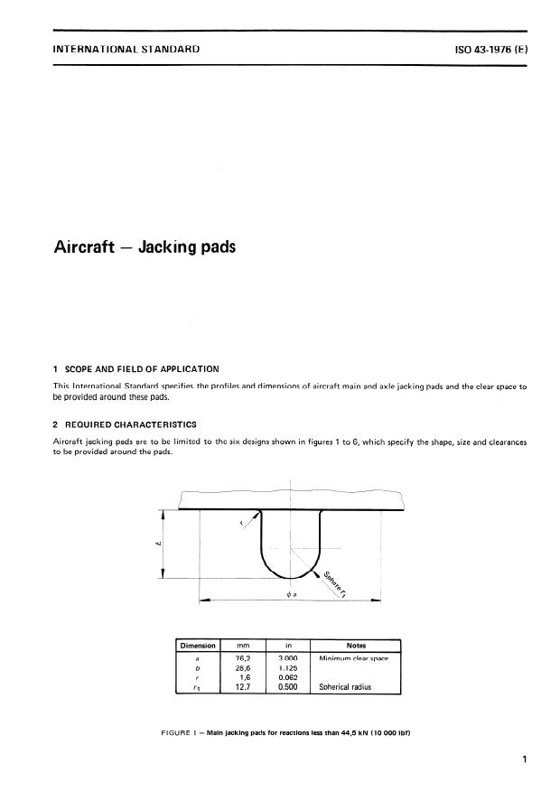 ISO 43:1976 - Aircraft -- Jacking pads