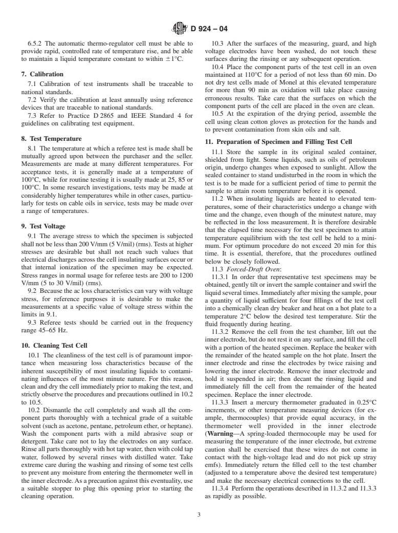 ASTM D924-04 - Standard Test Method for Dissipation Factor (or Power Factor) and Relative Permittivity (Dielectric Constant) of Electrical Insulating Liquids