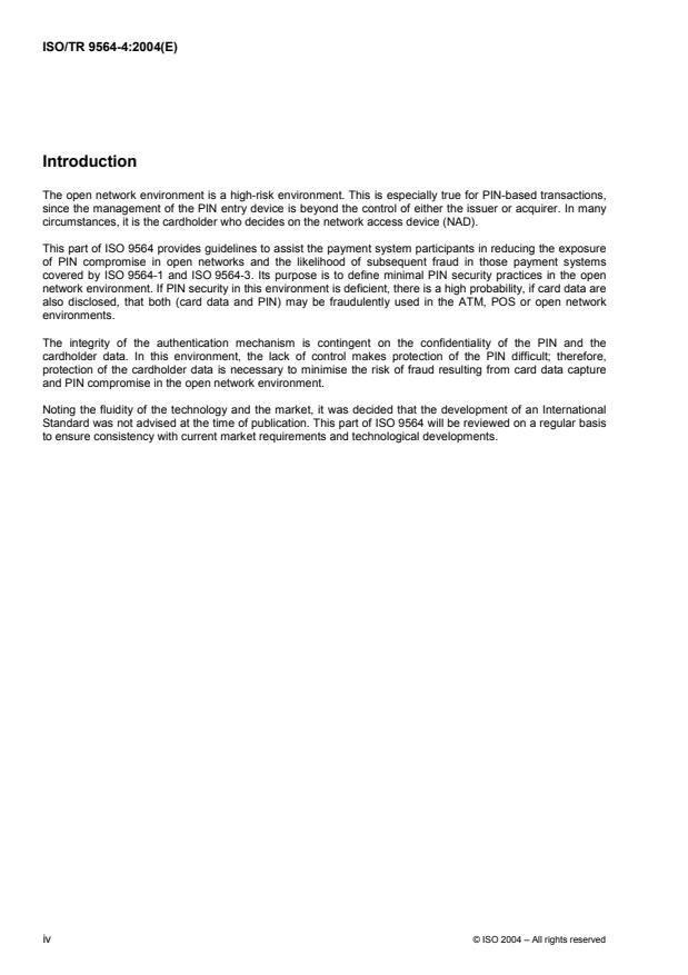 ISO/TR 9564-4:2004 ISO/TR 9564-4:2004 - Banking -- Personal Identification Number (PIN) management and security - Page 4 preview