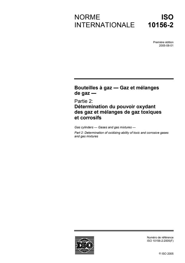 ISO 10156-2:2005 - Bouteilles a gaz -- Gaz et mélanges de gaz