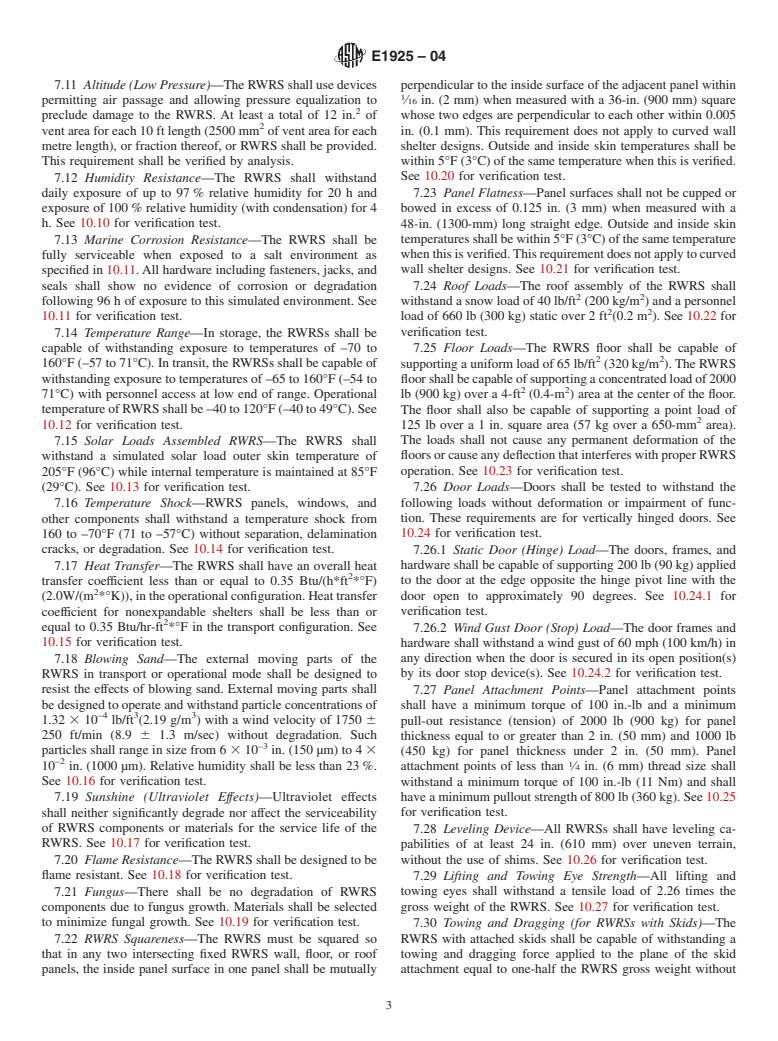 ASTM E1925-04 - Specifiction for Engineering and Design Criteria for Rigid Wall Relocatable Structures