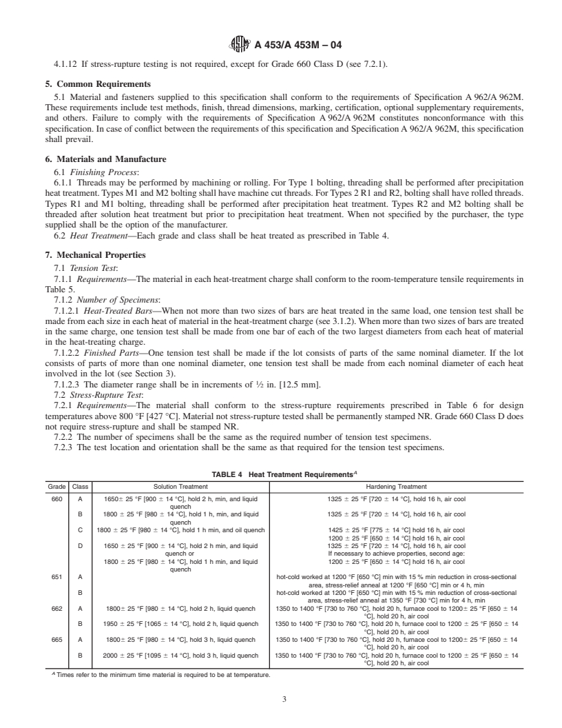 REDLINE ASTM A453/A453M-04 - Standard Specification for High-Temperature Bolting Materials, with Expansion Coefficients Comparable to Austenitic Stainless Steels