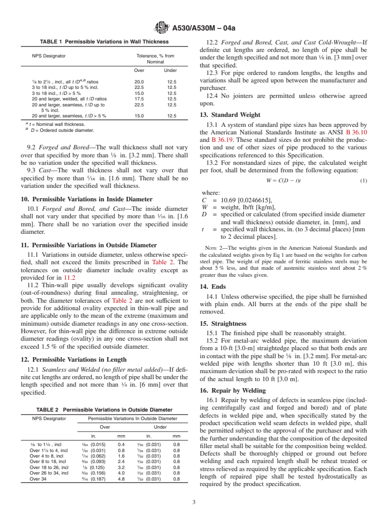 ASTM A530/A530M-04a - Standard Specification for General Requirements for Specialized Carbon and Alloy Steel Pipe