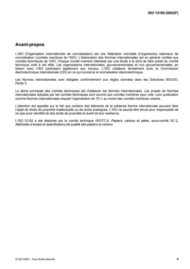 ISO 12192:2002 - Papier et carton -- Résistance a la compression -- Méthode d'écrasement avec anneau