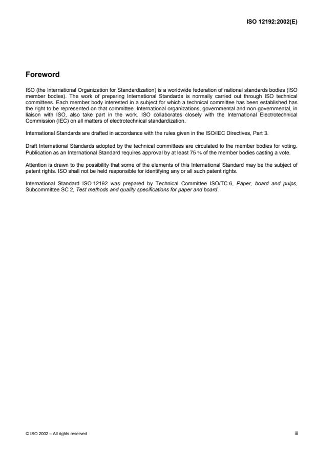 ISO 12192:2002 - Paper and board -- Compressive strength -- Ring crush method
