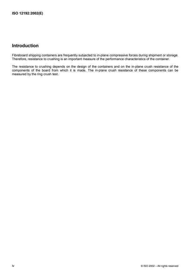 ISO 12192:2002 ISO 12192:2002 - Paper and board -- Compressive strength -- Ring crush method - Page 4 preview