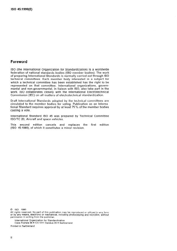 ISO 45:1990 ISO 45:1990 - Aircraft -- Pressure refuelling connections - Page 2 preview