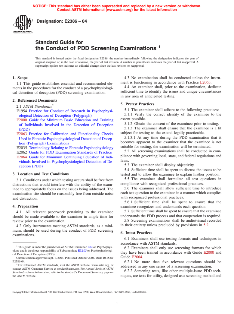 ASTM E2386-04 - Standard Guide for the Conduct of PDD Screening Examinations