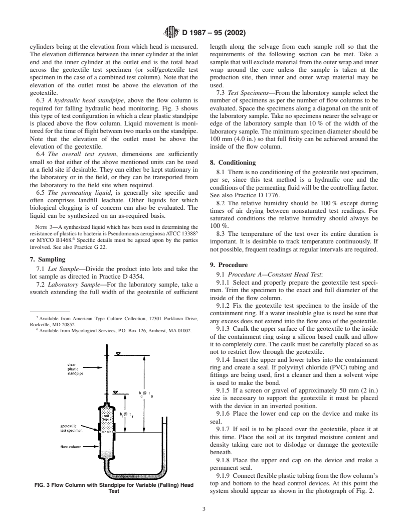 ASTM D1987-95(2002) - Standard Test Method for Biological Clogging of Geotextile or Soil/Geotextile Filters