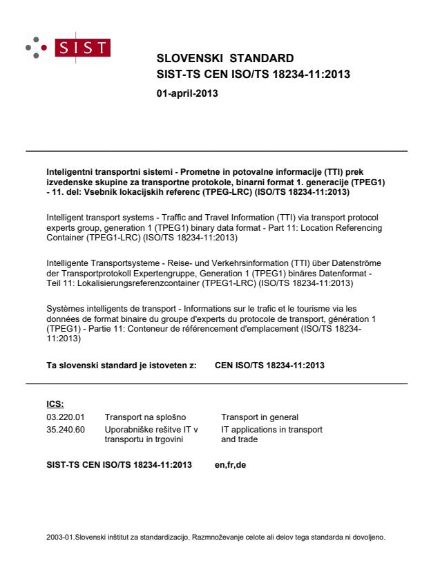 TS CEN ISO/TS 18234-11:2013