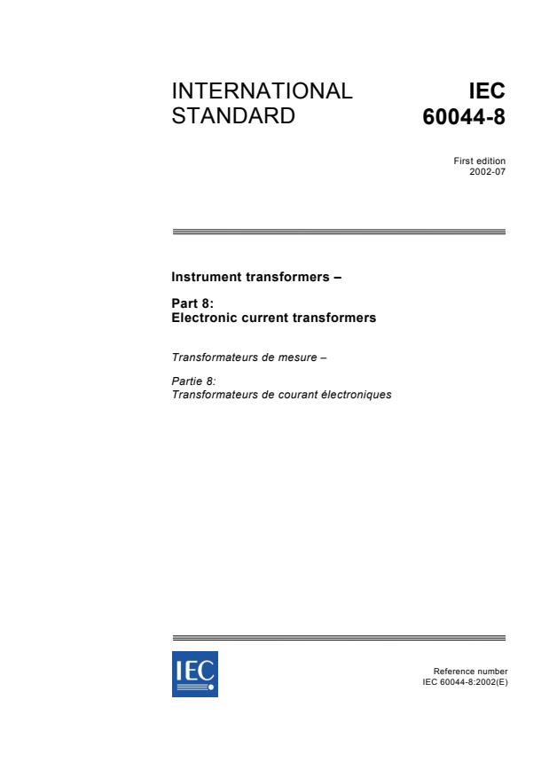 IEC 60044-8:2002 - Instrument transformers - Part 8: Electronic current transformers