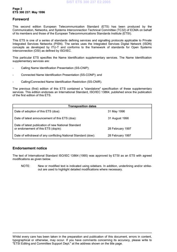 SIST ETS 300 237 E2:2005 SIST ETS 300 237 E2:2005 - Page 4 preview