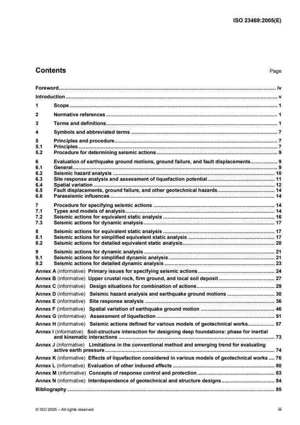 ISO 23469:2005 - Bases for design of structures -- Seismic actions for designing geotechnical works
