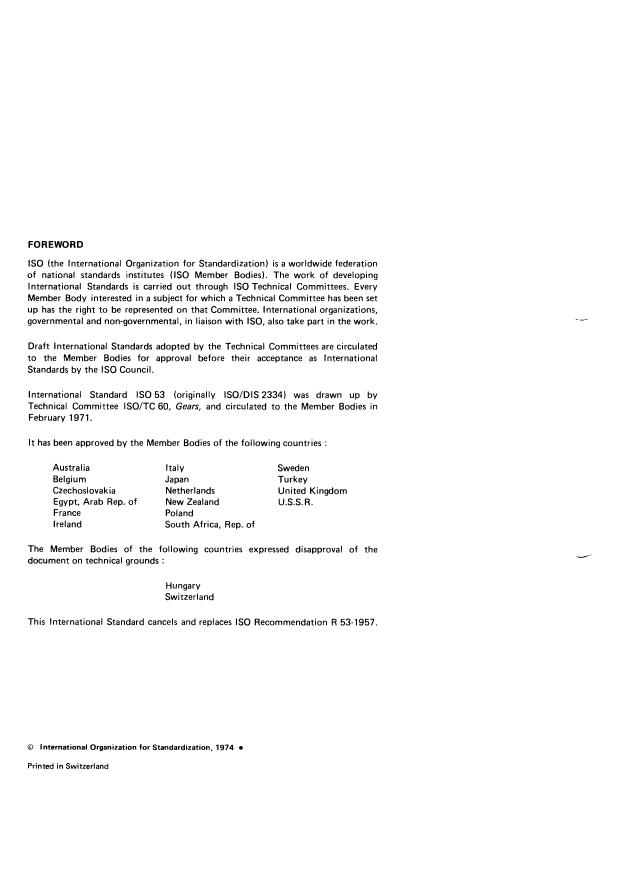 ISO 53:1974 ISO 53:1974 - Cylindrical gears for general and heavy engineering -- Basic rack - Page 2 preview