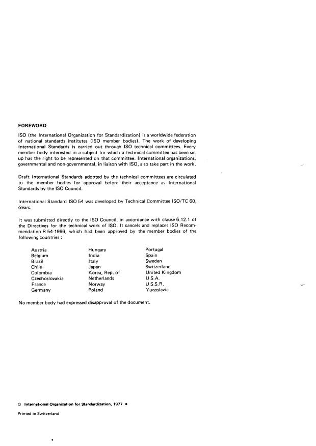 ISO 54:1977 ISO 54:1977 - Cylindrical gears for general engineering and for heavy engineering -- Modules and diametral pitches - Page 2 preview