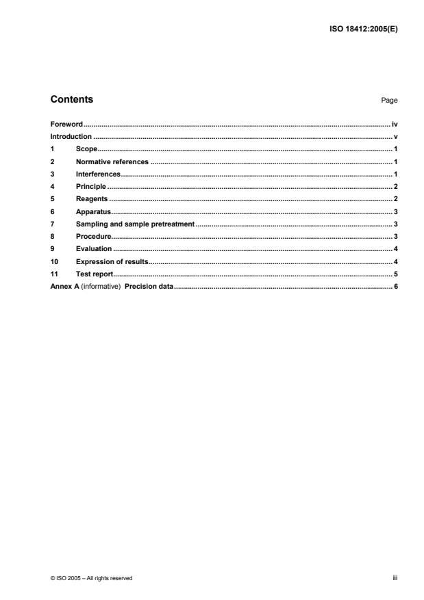 ISO 18412:2005 - Water quality -- Determination of chromium(VI) -- Photometric method for weakly contaminated water