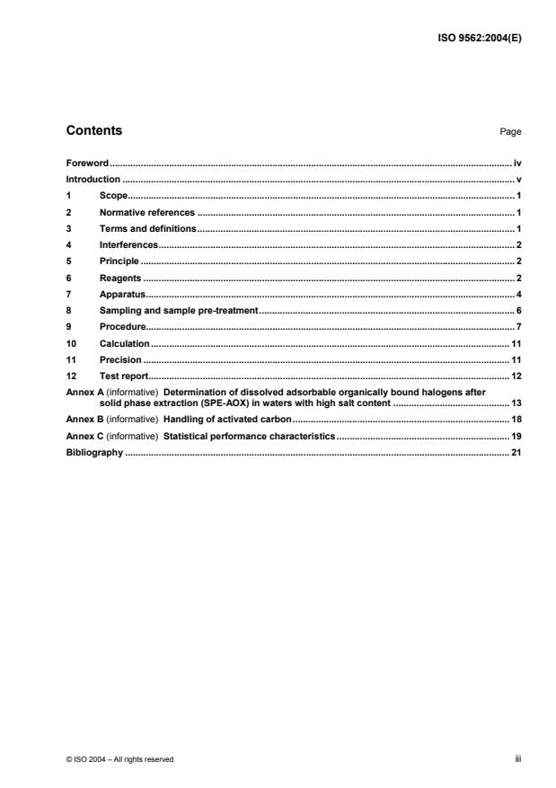 ISO 9562:2004 - Water quality -- Determination of adsorbable organically bound halogens (AOX)