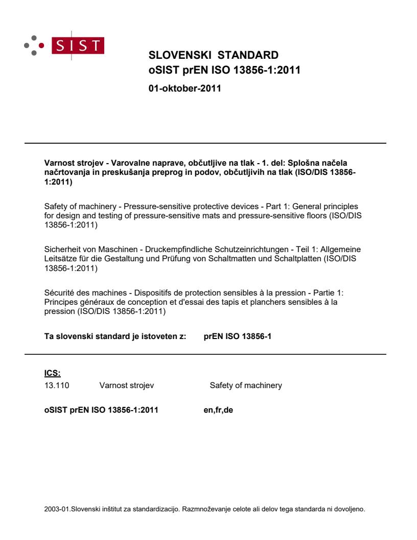 prEN ISO 13856-1:2011