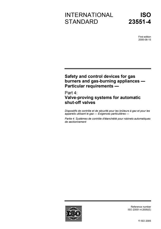 ISO 23551-4:2005 - Safety and control devices for gas burners and gas-burning appliances -- Particular requirements