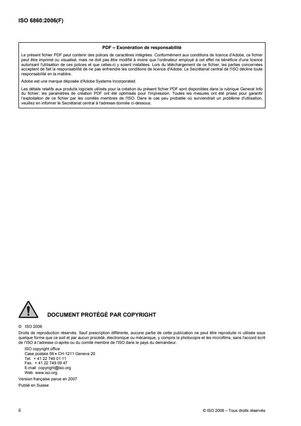 ISO 6860:2006 ISO 6860:2006 - Peintures et vernis — Essai de pliage (mandrin conique)
Released:6/21/2007 - Page 2 preview