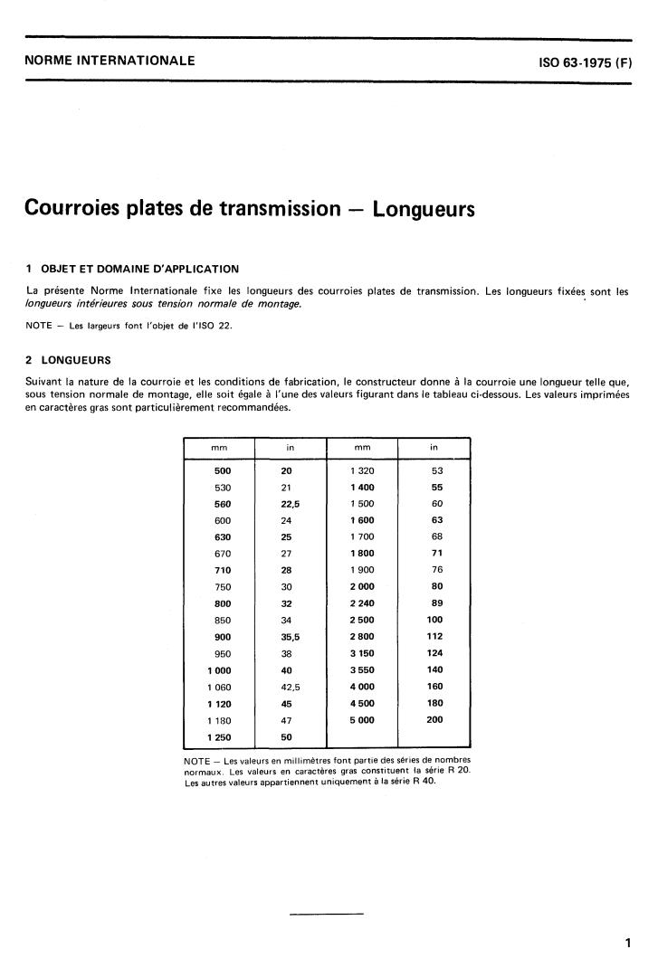 ISO 63:1975 - Flat transmission belts — Lengths
Released:5/1/1975