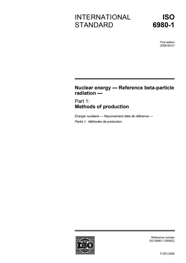 ISO 6980-1:2006 - Nuclear energy -- Reference beta-particle radiation