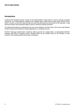 ISO/TS 20625:2002 ISO/TS 20625:2002 - Electronic data interchange for administration, commerce and transport (EDIFACT) — Rules for generation of XML scheme files (XSD) on the basis of EDI(FACT) implementation guidelines
Released:5/23/2002 - Page 4 preview