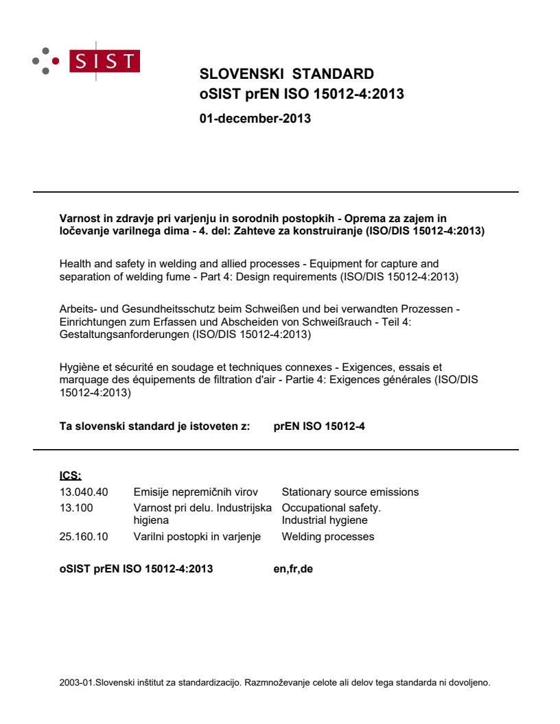 prEN ISO 15012-4:2013