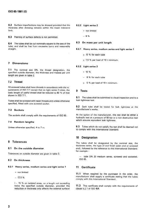 ISO 65:1981 ISO 65:1981 - Carbon steel tubes suitable for screwing in accordance with ISO 7-1 - Page 4 preview