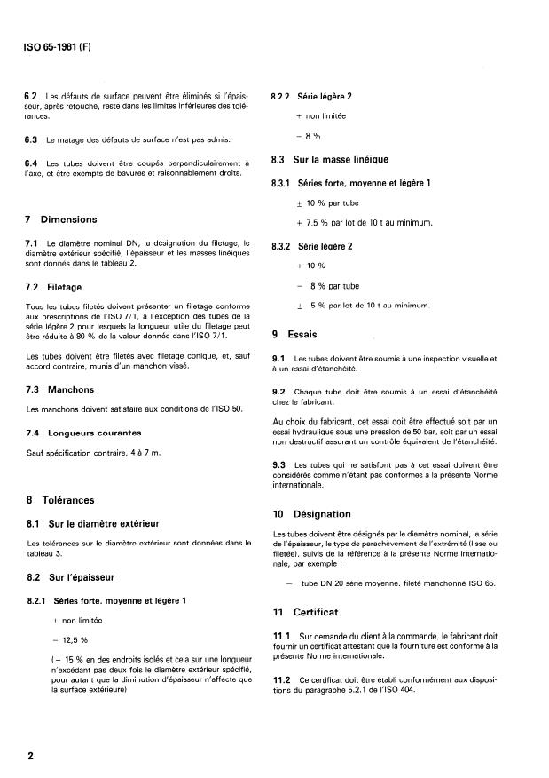 ISO 65:1981 ISO 65:1981 - Tubes en acier au carbone filetables selon ISO 7-1 - Page 4 preview