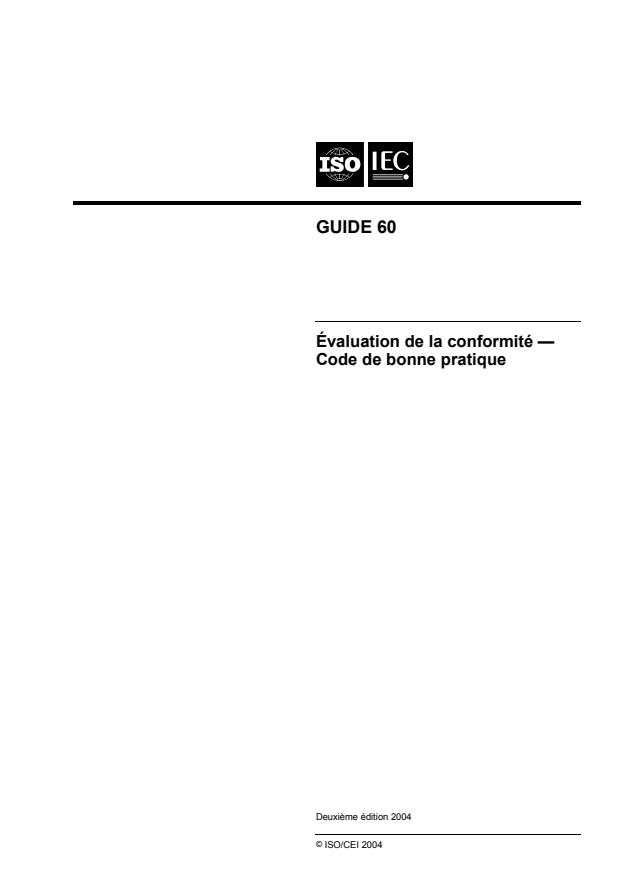 ISO/IEC Guide 60:2004 - Évaluation de la conformité -- Code de bonne pratique