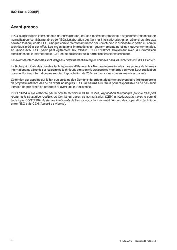 ISO 14814:2006 ISO 14814:2006 - Télématique du transport routier et de la circulation routiere -- Identification automatique des véhicules et des équipements -- Architecture de référence et terminologie - Page 4 preview